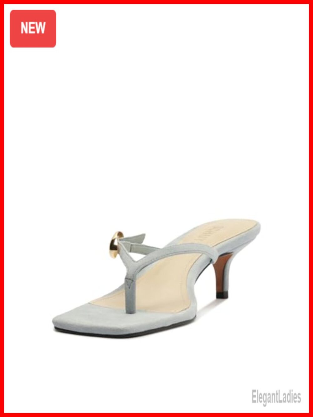 SCHUTZ Suede Kitten Heel Thong Sandal Gold Hardware Slip On